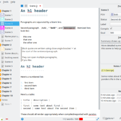 Manuskript Editor Pane with Markdown Content