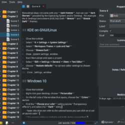 Manuskript on KDE with Breeze Dark theme