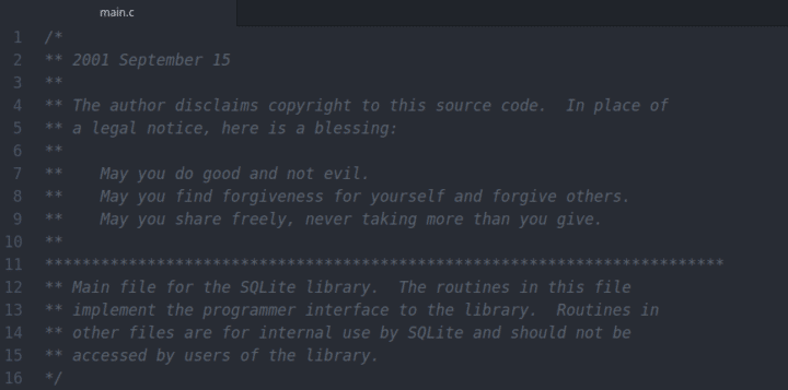 Fichier entêtre de SQLite et bénédiction